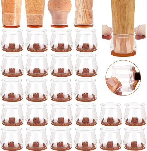 24 protectores de suelo para patas de silla, deslizadores de muebles para patas de silla, fundas de patas de silla rubí, almohadillas de fieltro