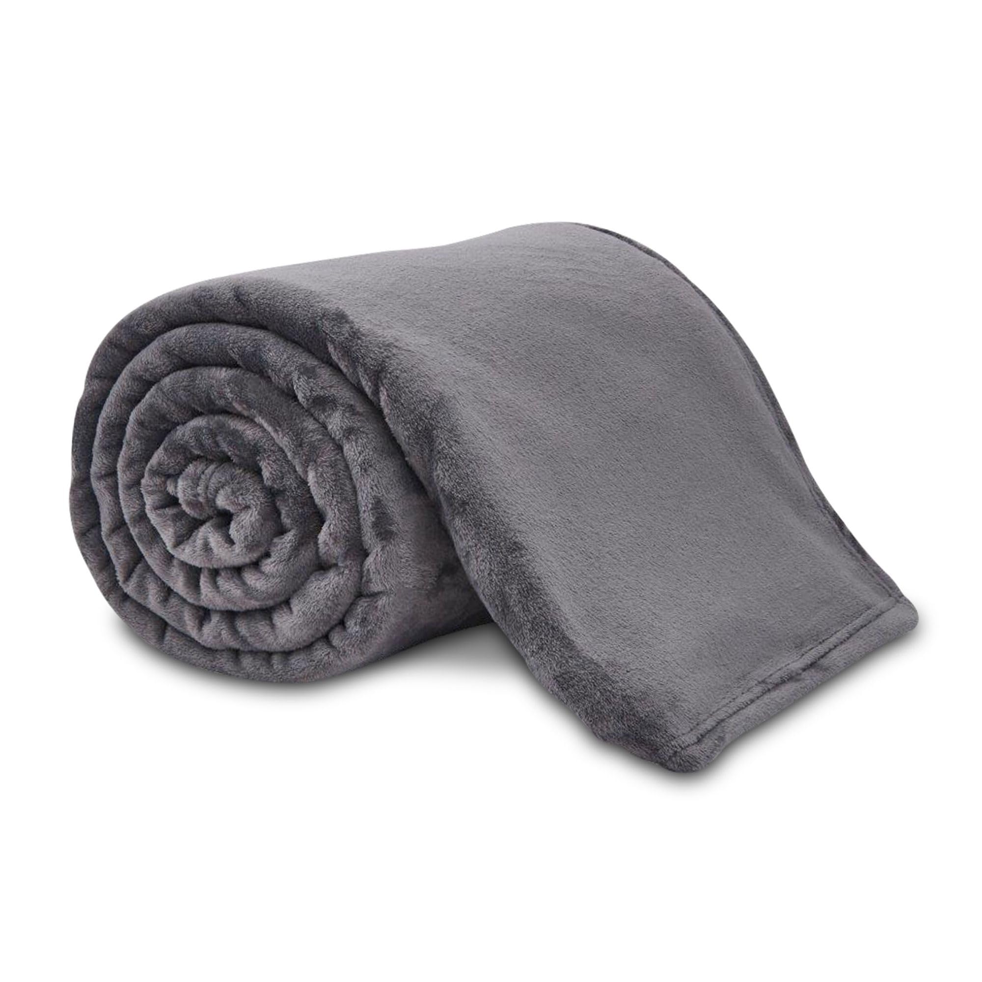 VELVETIO Premium Flannel Fleece Throw 200 x 240cm, Super Soft Lightweight Thermal Warm Sofa Bed Blanket, Cuddly & Fluffy Large Plain Throws for Armchair, Charcoal