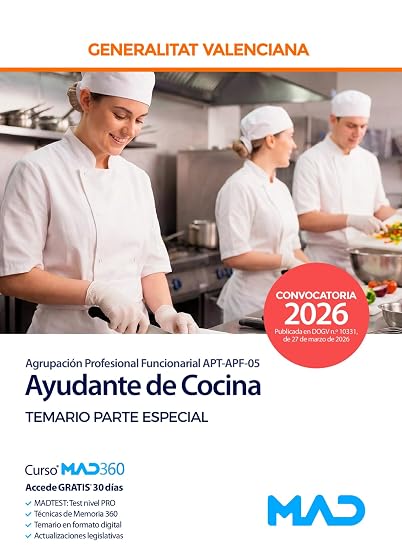 Ayudante de cocina . Generalitat Valenciana. Temario parte especial
