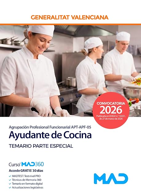 Portada de Ayudante de cocina . Generalitat Valenciana. Temario parte especial