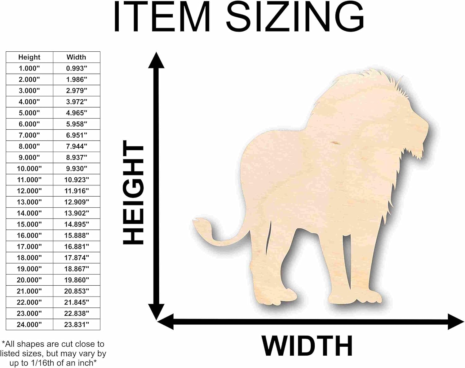 Unfinished Wood African Lion Silhouette Craft up to 46" DIY 18" / 1/2"