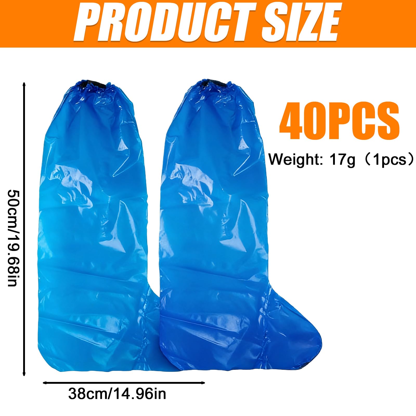 Surchaussures Jetables 40 Pièces, Couvre-Chaussures Imperméable Avec Élastique, Protège-Chaussures Antidérapantes Pour Outdoor, Camping et Voyage, Bleu, 38x50 cm