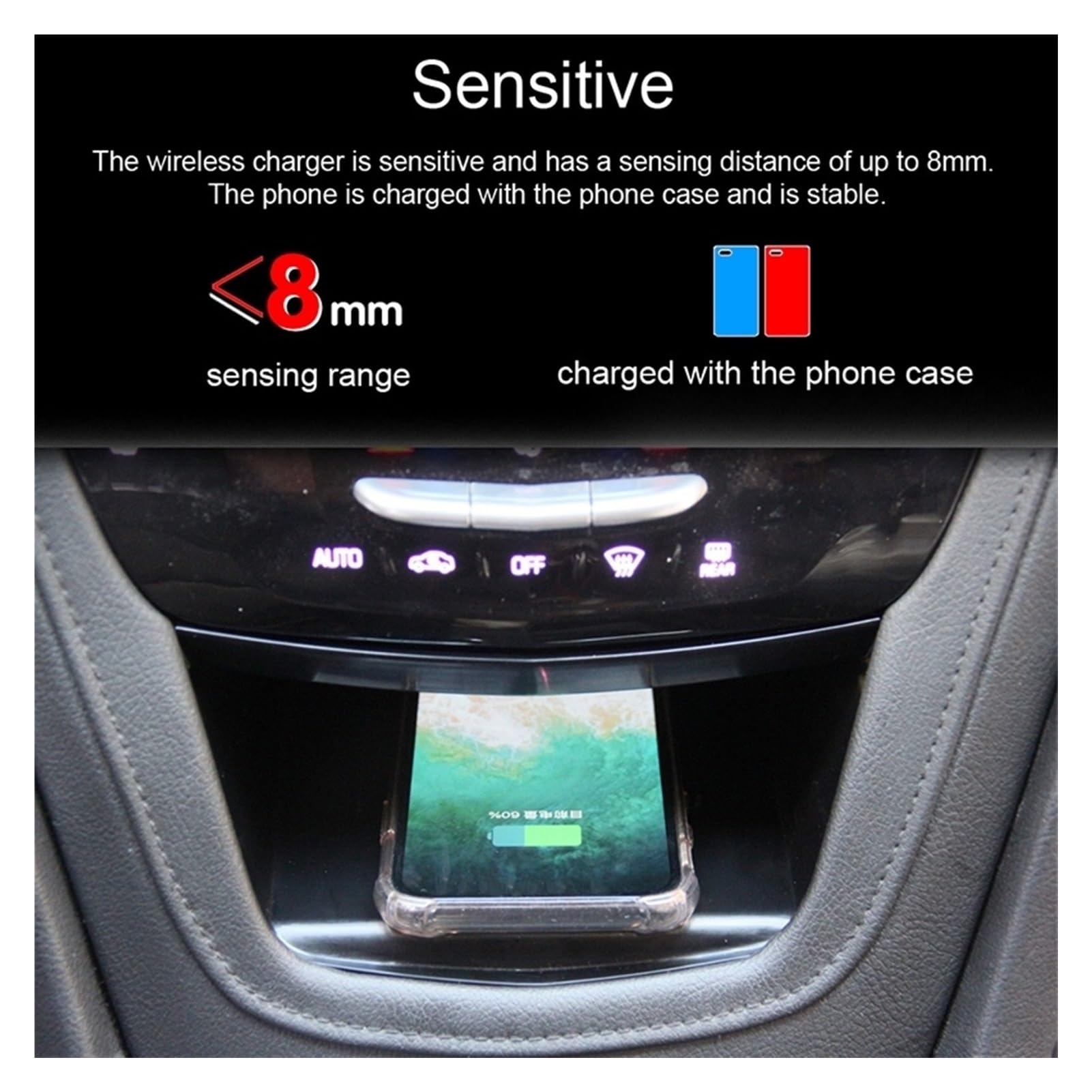 Caricabatteria for auto Qi Standard Caricabatterie wireless 10W Ricarica rapida, for, for Cadillac, XT5 2016 2017 2018 2019 Auto