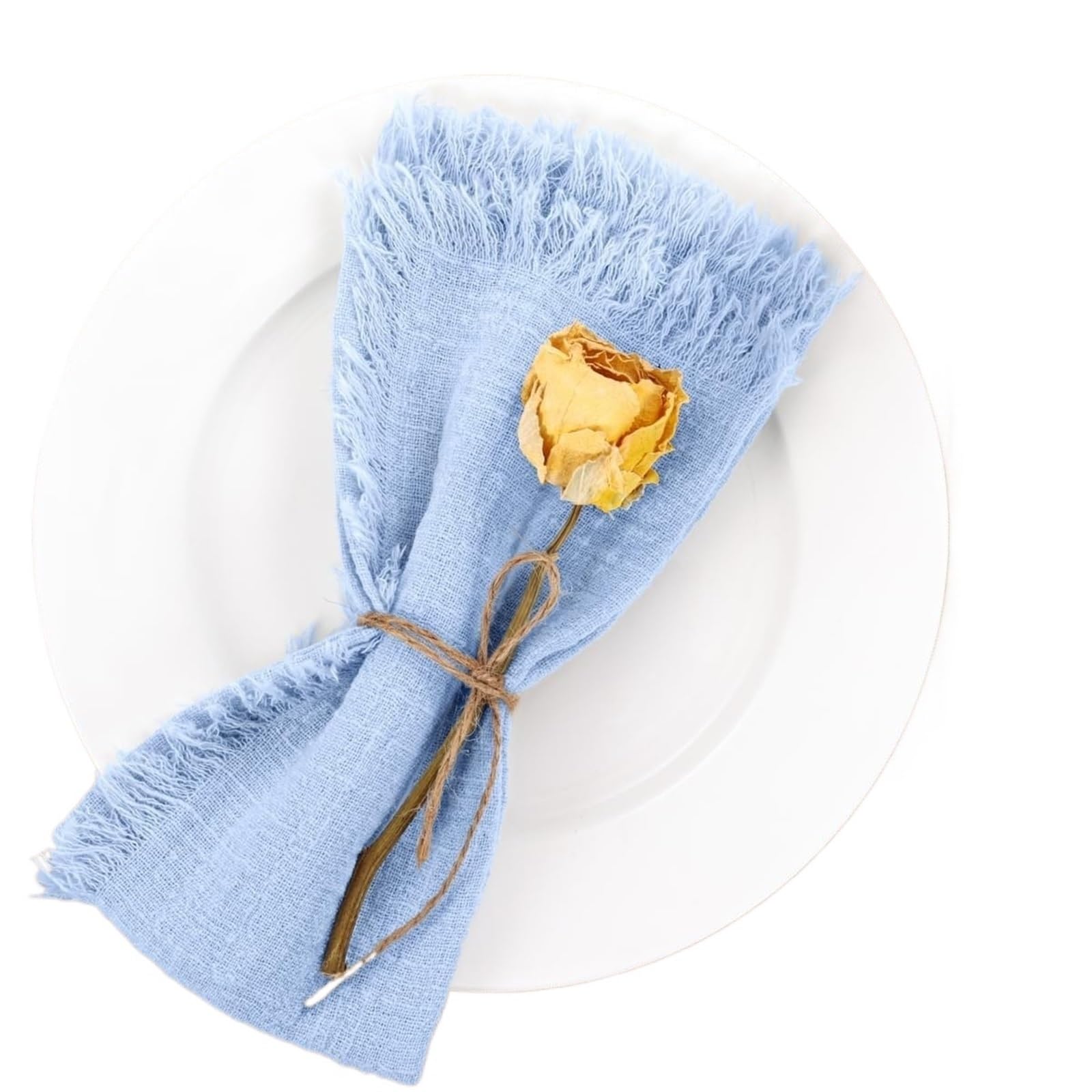Cloth Napkins 50 Pack 32x32cm Handmade Cotton Cloth Napkins, 100% Gauze With Fringe For Dinners, Parties, Weddings, Banquets