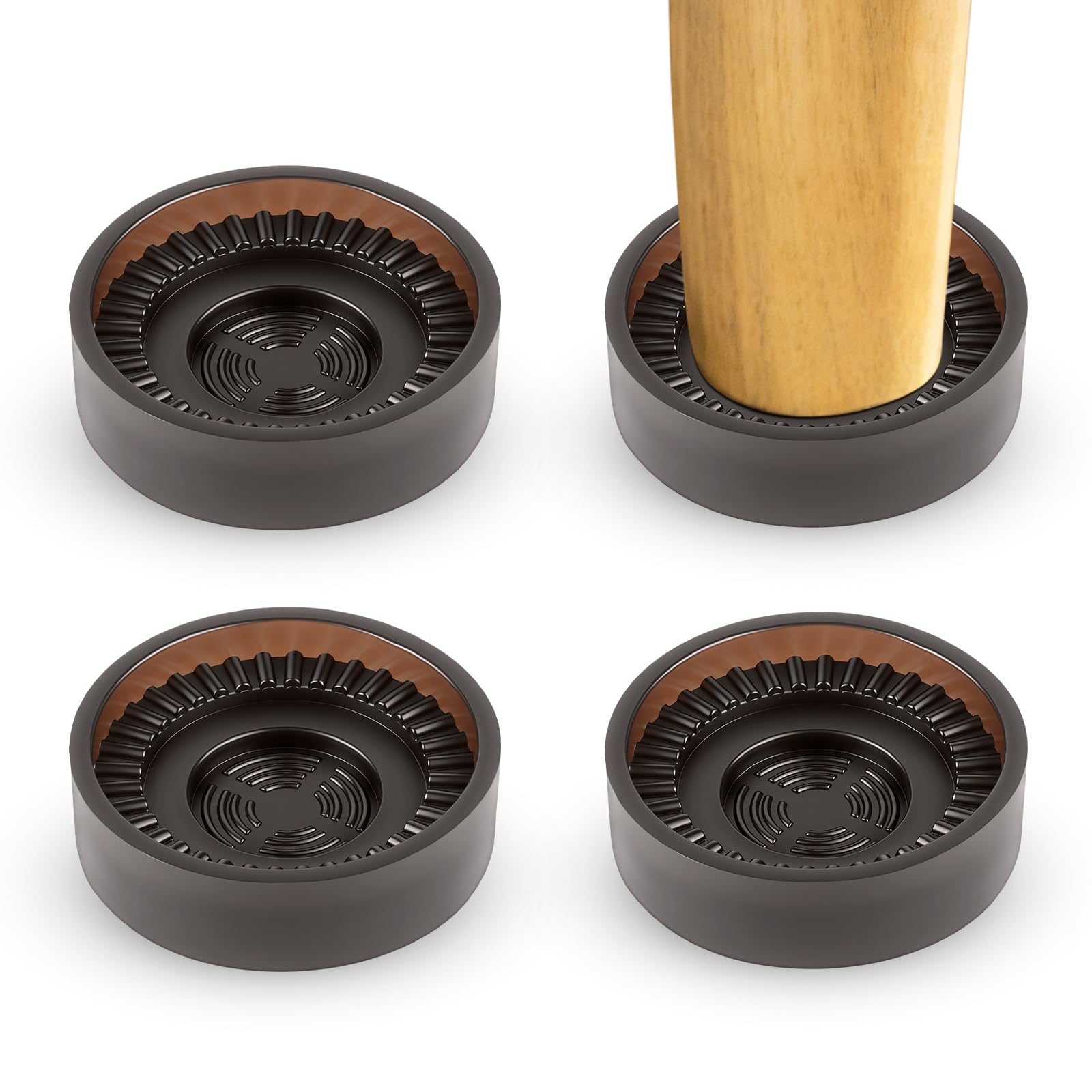 Rubber Castor Cups 4 PCS, Non Slip Furniture Coasters, 3 in 1 Carpet Protector Cups - Fits Diameters up to 20 & 30 & 40 mm