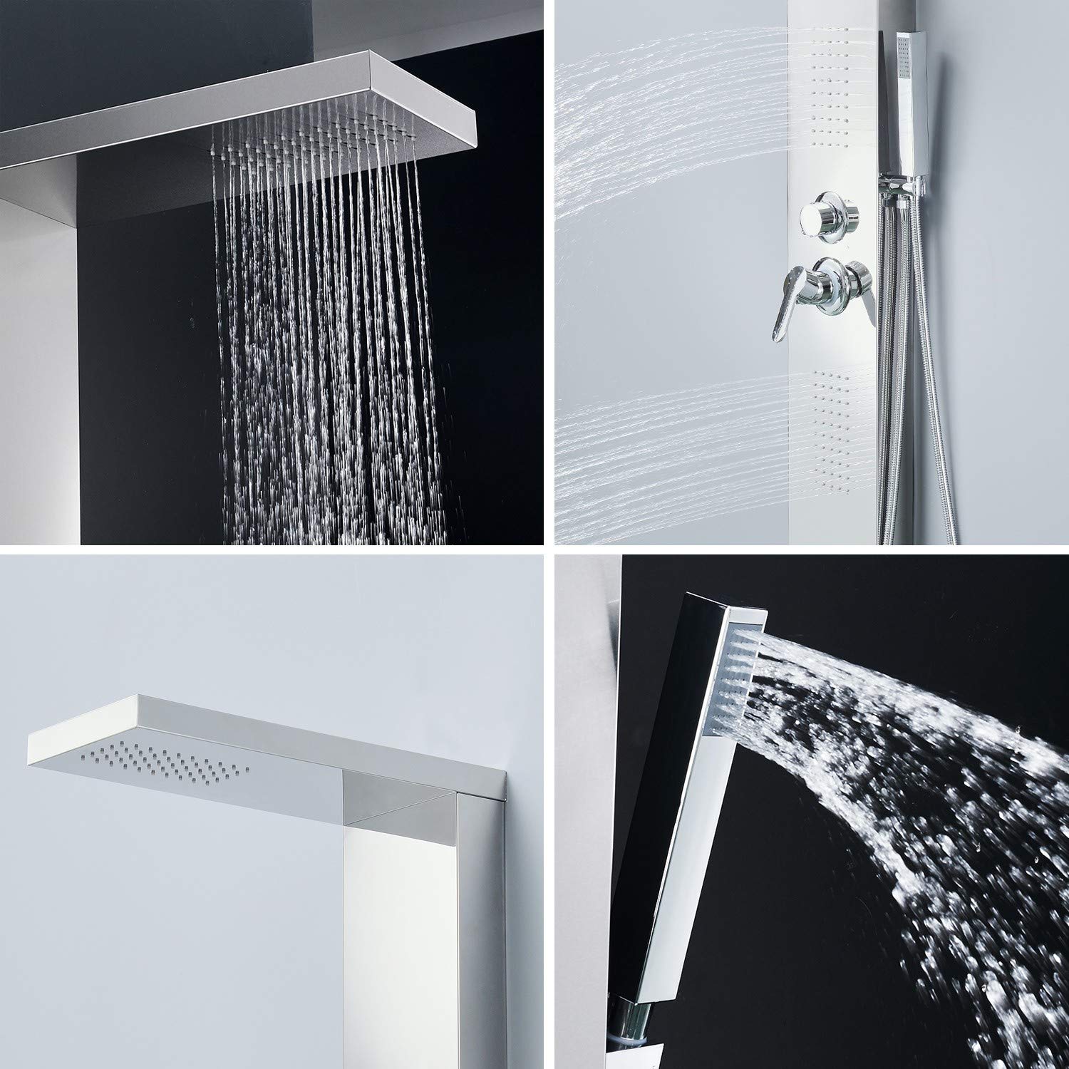 ZENY Colonne de douche hydromassante 3 jets Gris
