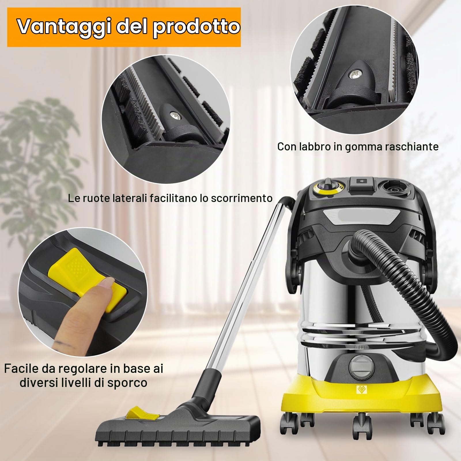 Spazzola Aspirapolvere Universale per Kärcher WD3 WD4 WD5 WD6, Materiale Plastico, Accessorio per Aspirapolvere, Adatto per Uso Domestico, Alberghiero e Ufficio (26 × 6.6 × 4.5 cm)
