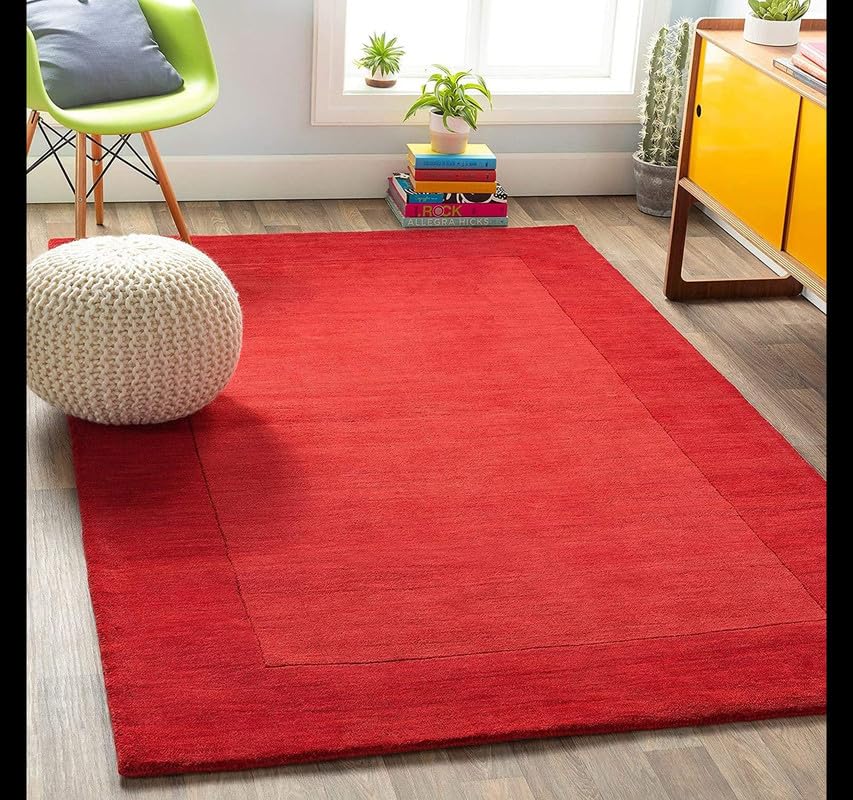 Image of Embossed Handmade Tuffted Woollen Thick Carpet for Living Room Bedroom Size4x4 feet Brown Multi