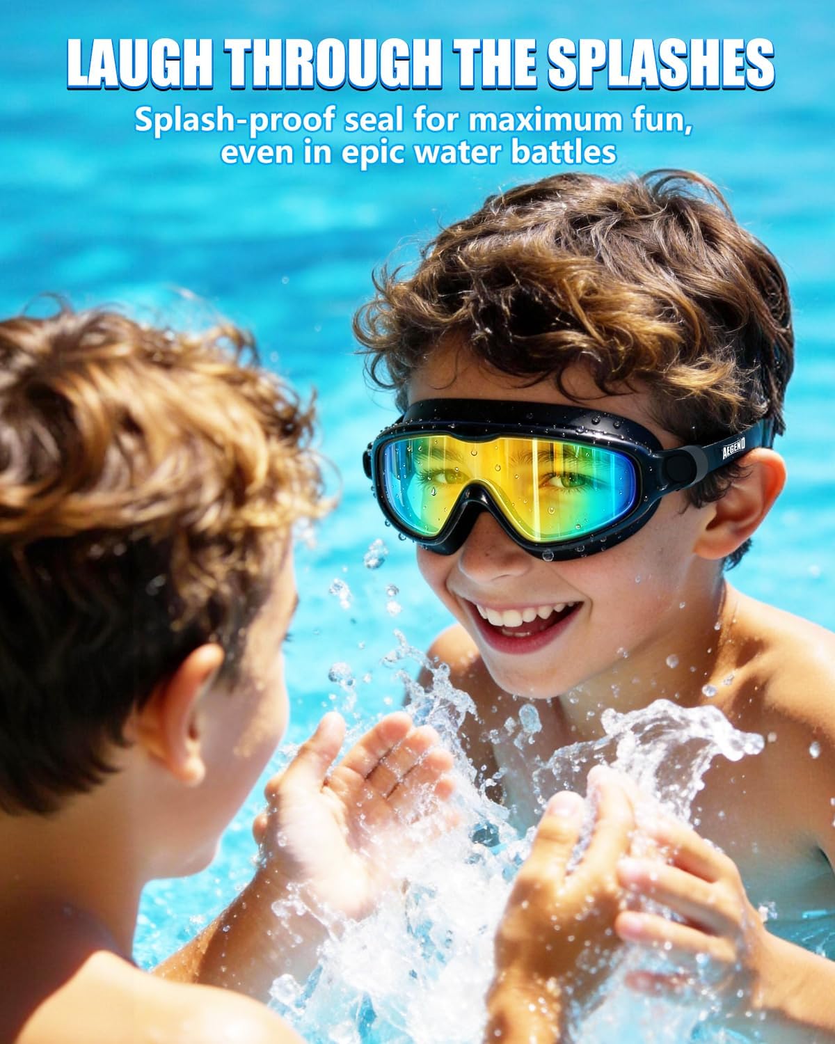 Aegend Swim Goggles Wide Frame Anti-Fog Swimming Goggles for Kids 3-14