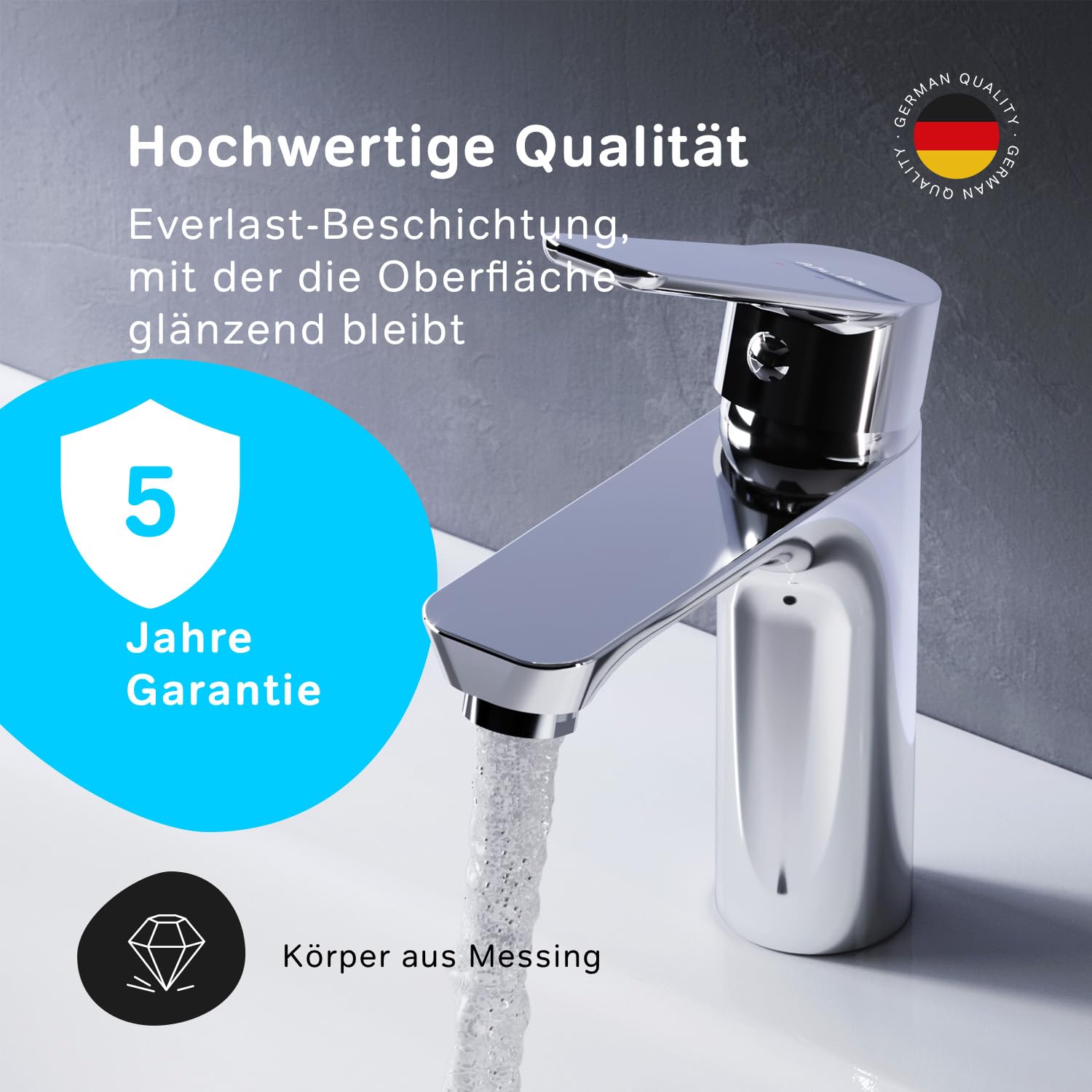 AM.PM Hit FTA82200 Single Lever Basin Faucet, Scratch-Resistant Faucet, Sink Faucet, Easy to Install, Easy to Clean - Image 4