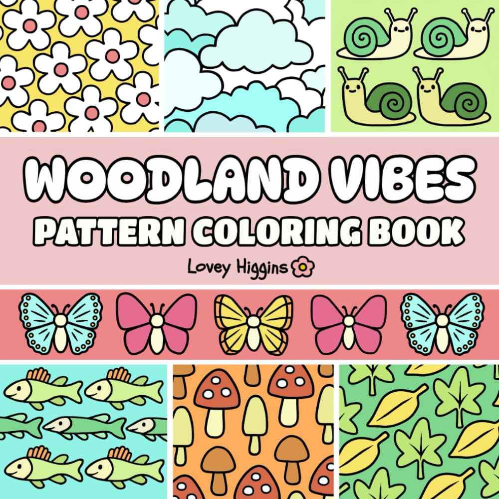 Woodland Vibes: Pattern Coloring Book for Adults and Kids for Stress Relief and Relaxation