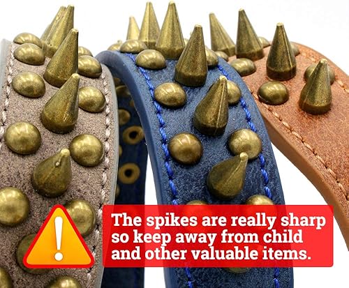 Miniatura 10 de Collar de perro con tachuelas, protege el cuello del perro de las picaduras. Se adapta a perros pequeños, medianos y grandes (negro retro, XS)