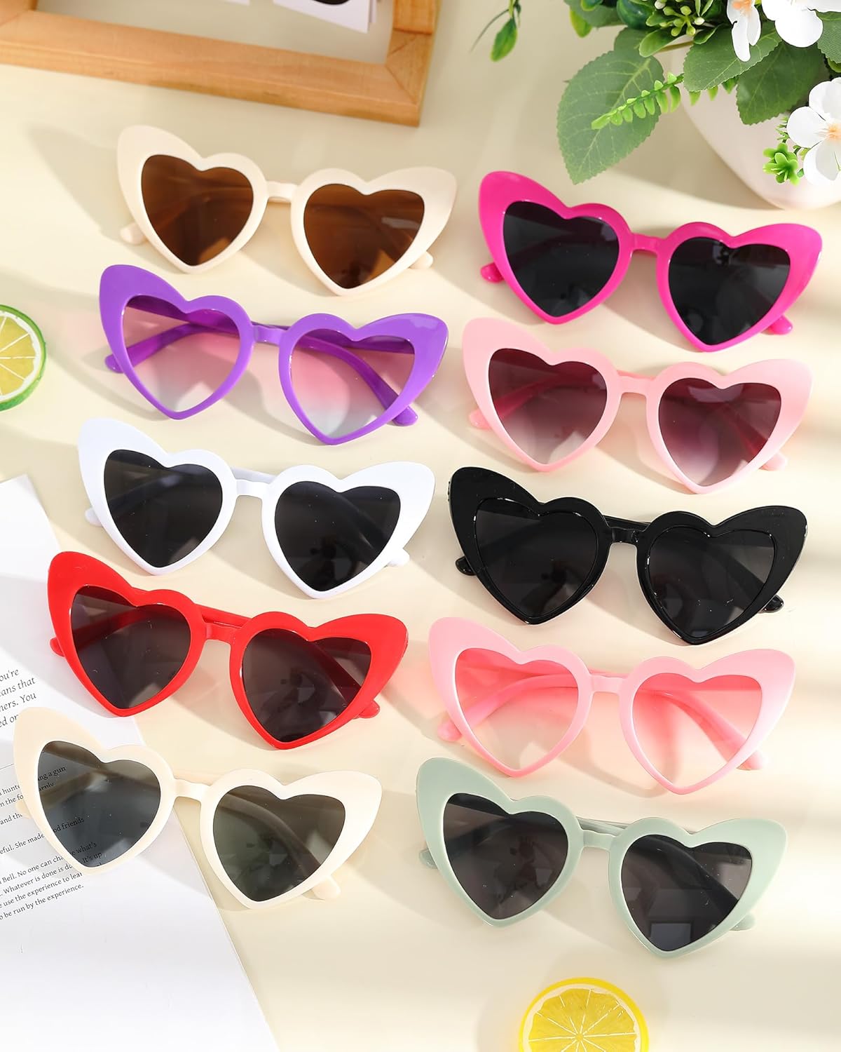 Hoteam 100 Pairs Wedding Heart Shaped Sunglasses Bulk Wedding Gifts Bachelorette Bridal Party Favors for Guests Reception