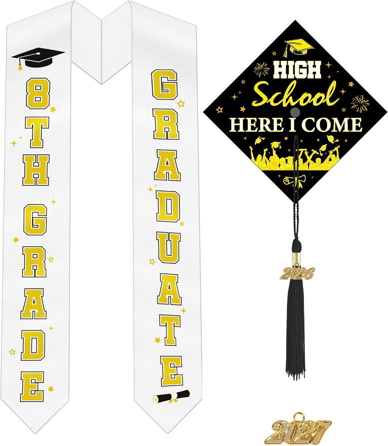 8th Grade Graduation Stole, Class of 2026 Graduation Sash Cap, Middle School Promotion Sash, Grad Keepsake Gift