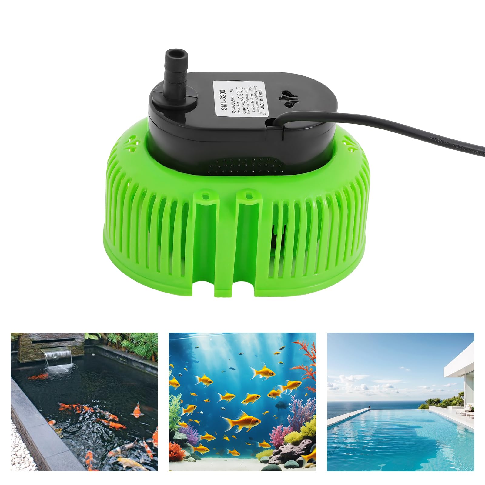 Pompa di copertura per piscina fuori terra, 75 W, pompa per acqua sporca, pompa per laghetto, pompa per piscina, pompa dell'acqua per lo svuotamento pelvico (verde)