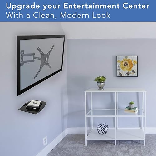 Miniatura 5 de Mount-It! Soporte de TV con estante | Soporte de pared de TV de movimiento completo con estante flotante de entretenimiento para caja de cable, DVR