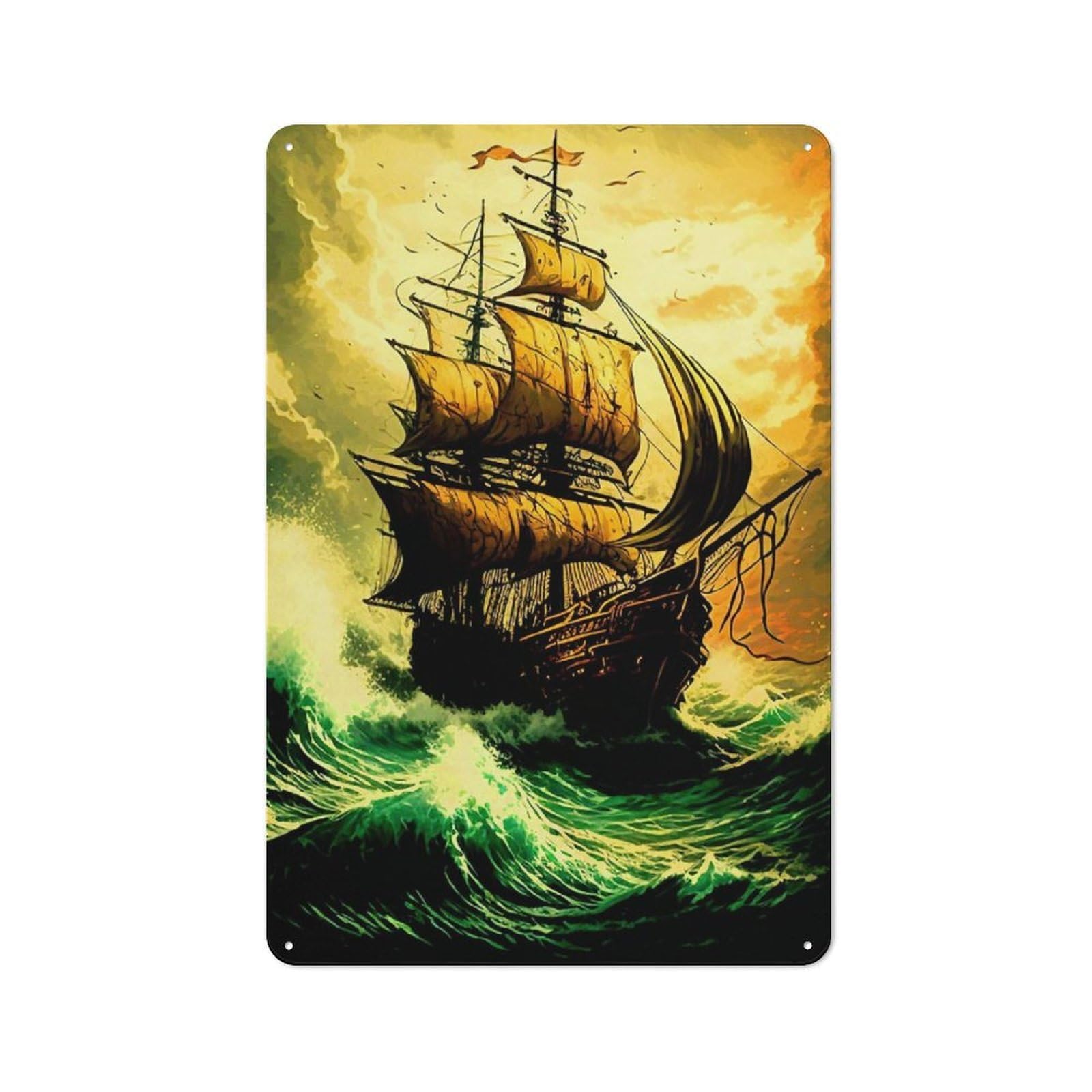 Fantasy Ship Vintage Metal Sign 30x20cm for Living Room Wall, Gift for Home Wall Decor Collectors during The Christmas Season