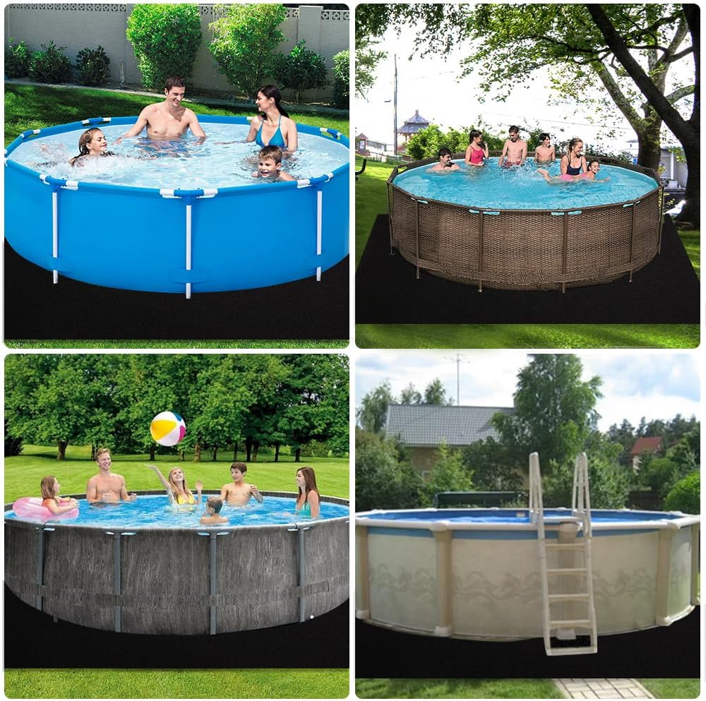 13 x 13Ft Square Pool Liner Pad for Above Ground Pool, Rectangular Thickened Felt Fabric Pool Mat, Prevent Punctures and Extend Life of Pool Pad for Protecting Floor, 4 x 4m, Black