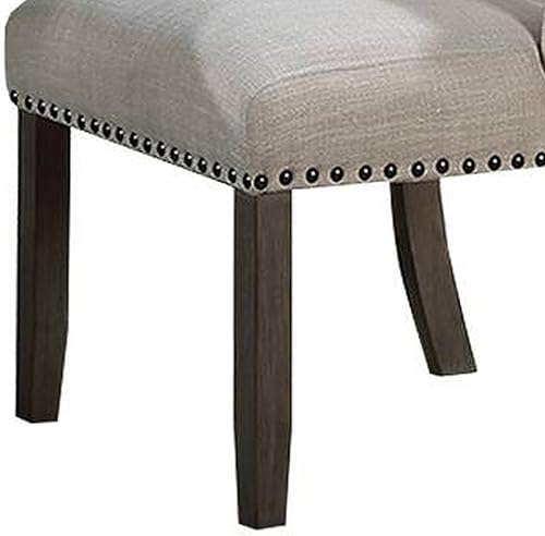 Miniatura 6 de Benjara Alex - Juego de 2 sillas auxiliares de comedor, respaldo de ala, madera de clavo, marrón roble, beige y bronce