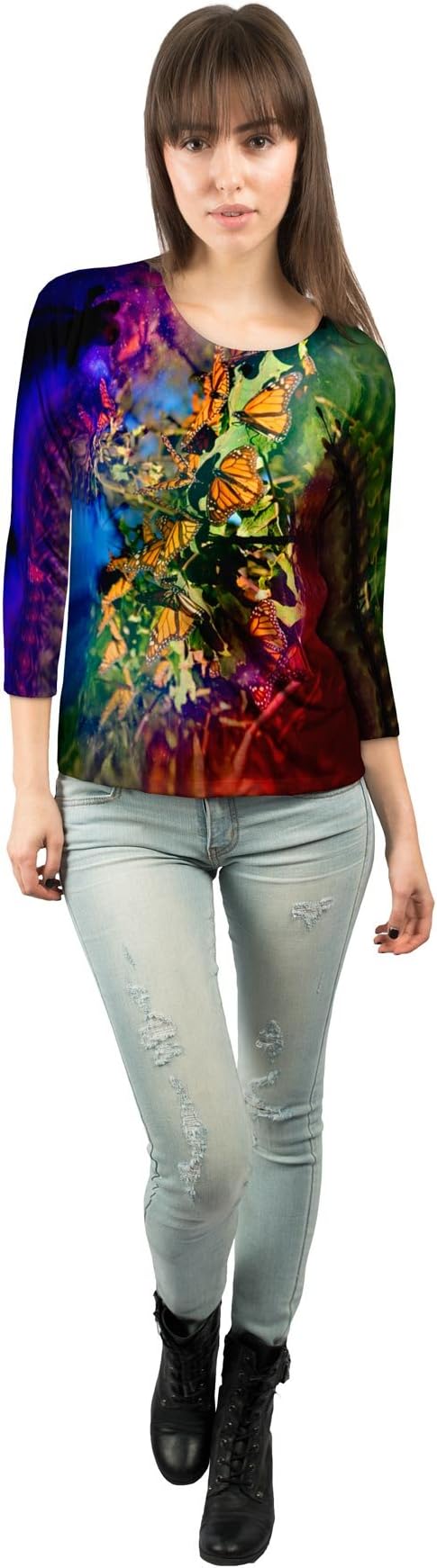Yizzam- Tiedye Butterflies -New Ladies Womens 3/4 Sleeve