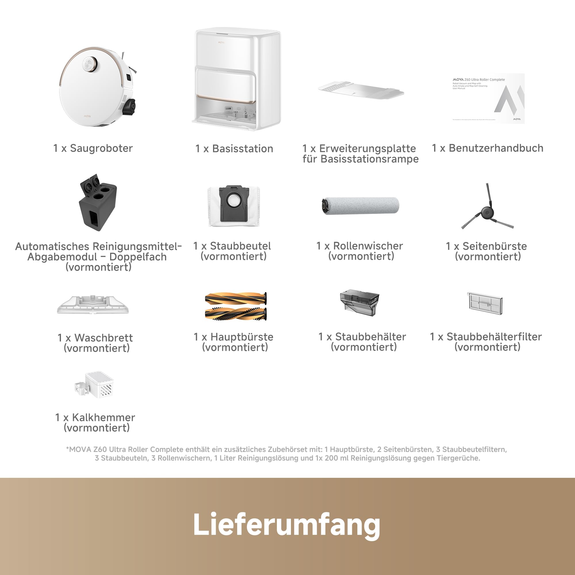 Mova Z60 Ultra Roller Complete Saugroboter mit Wischfunktion, HydroForce-Wischen, AutoShield-Technologie, LiftPro-Gehäuse und StepMaster 2.0-System, 28.000 Pa Saugkraft, Wischen mit DuoSolution-System