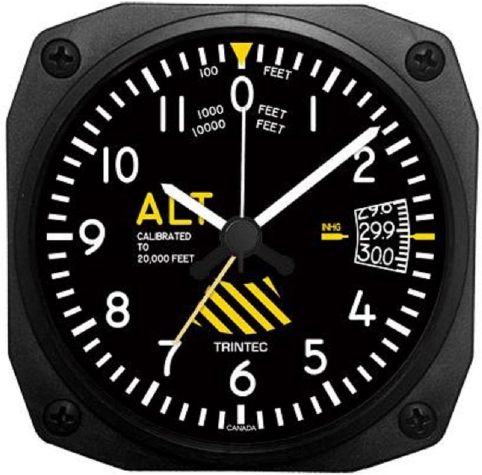 30 th Anniversary Aviation Altimeter Altitude Travel Alarm Clock 3.5" DM60-SE