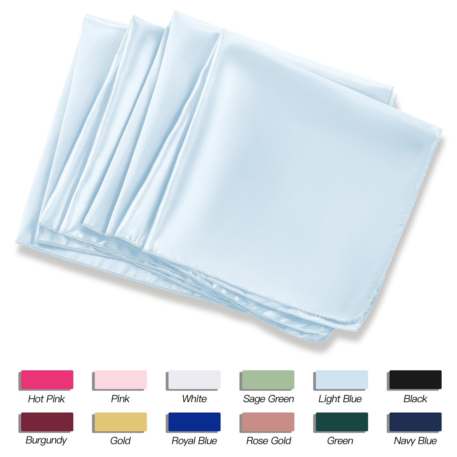 Lot De 24 Serviettes De Table Carrées En Satin Pour Une Decoration Romantique~p150308426