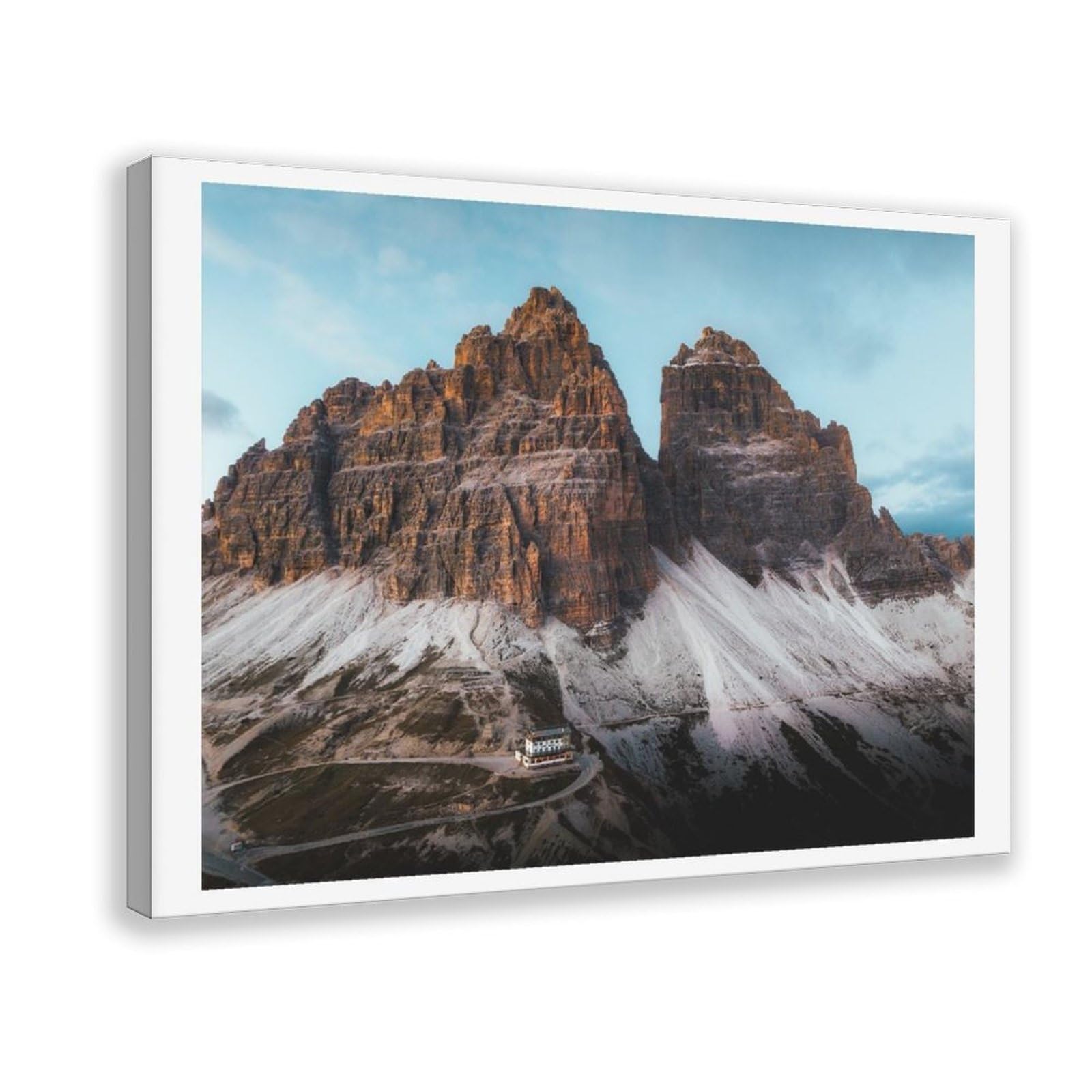 HEYANM Tre Cime Di Lavaredo Print Dolomites Sunset Italian Alps Poster Canvas Poster Bedroom Office Room Decor Gift Frame 12x18inch