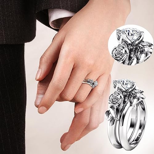 Vista 4 de Highs Lows Ring With Zirconia New Ring Water Drop Diamond Women's Ring Creative Pair Fat Rings