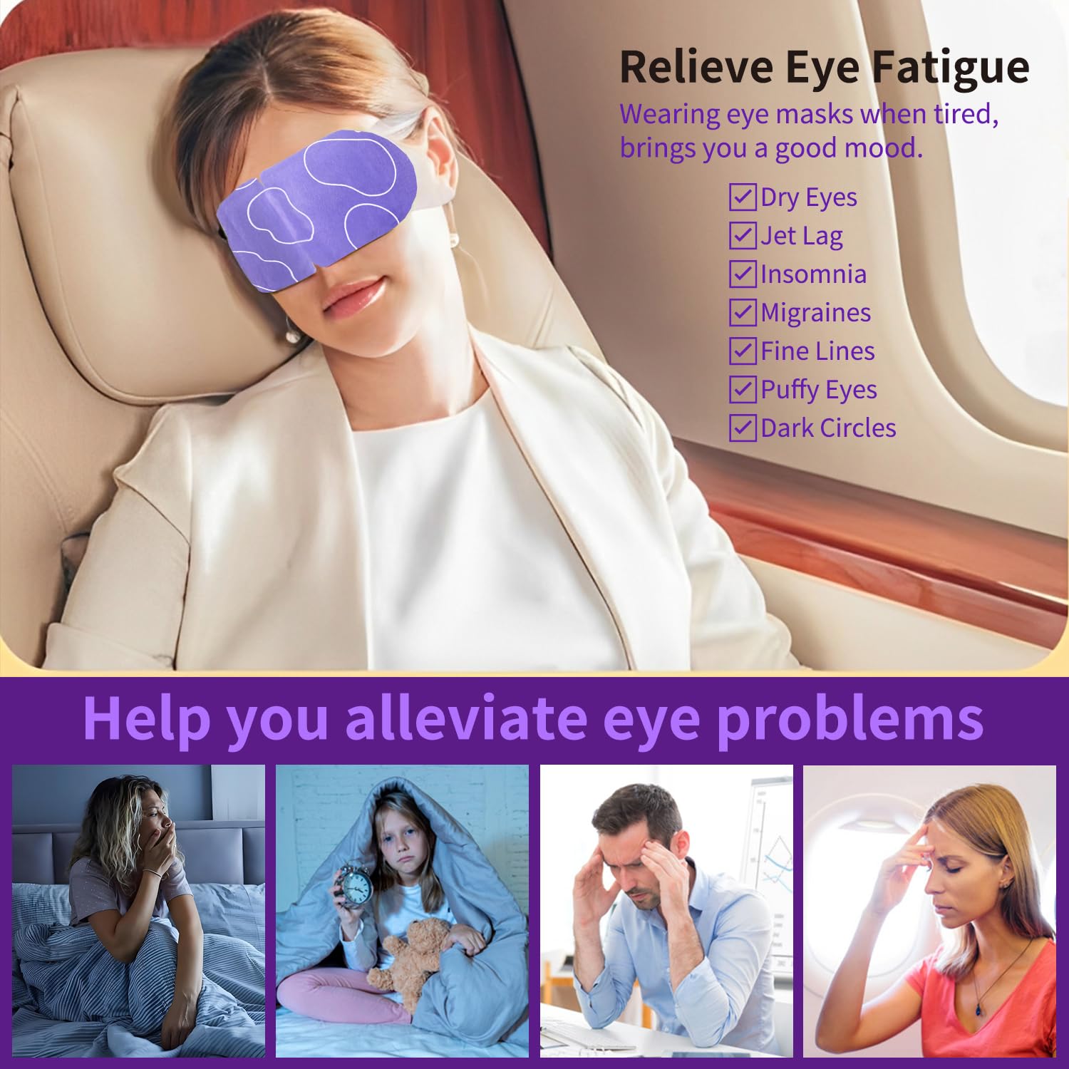 20 packs Steam Eye Mask for Dry Eyes Heated Eye Mask, Self Heating Eye Masks Help for Dark Circles Puffy Eyes - Image 2