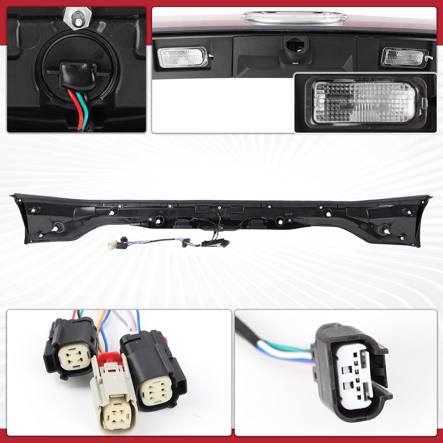 W/O DRL Liftgate Center Tail Light Rear Lamp Assembly Compatible for 2015-2018 Ford Edge SE/SEL