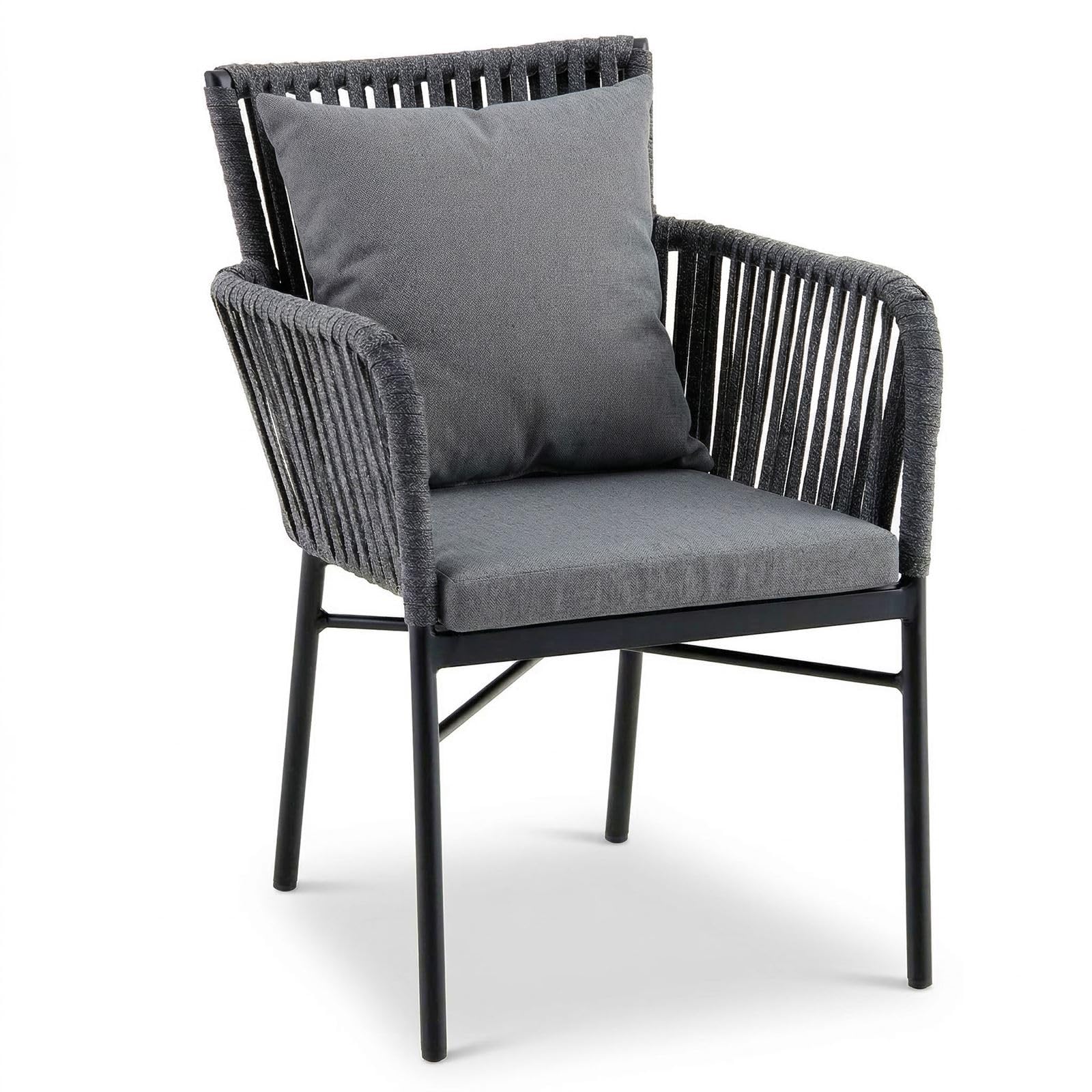 IDIMEX Gartenmöbel-Set AFUERA Tisch mit 8 Stühlen, Schwarz - Outdoor Essgruppe für bis zu 8 Personen, wetterfest und pflegeleicht, Wasserabweisende Sitzkissen, ideal für Terrasse, Balkon und Garten