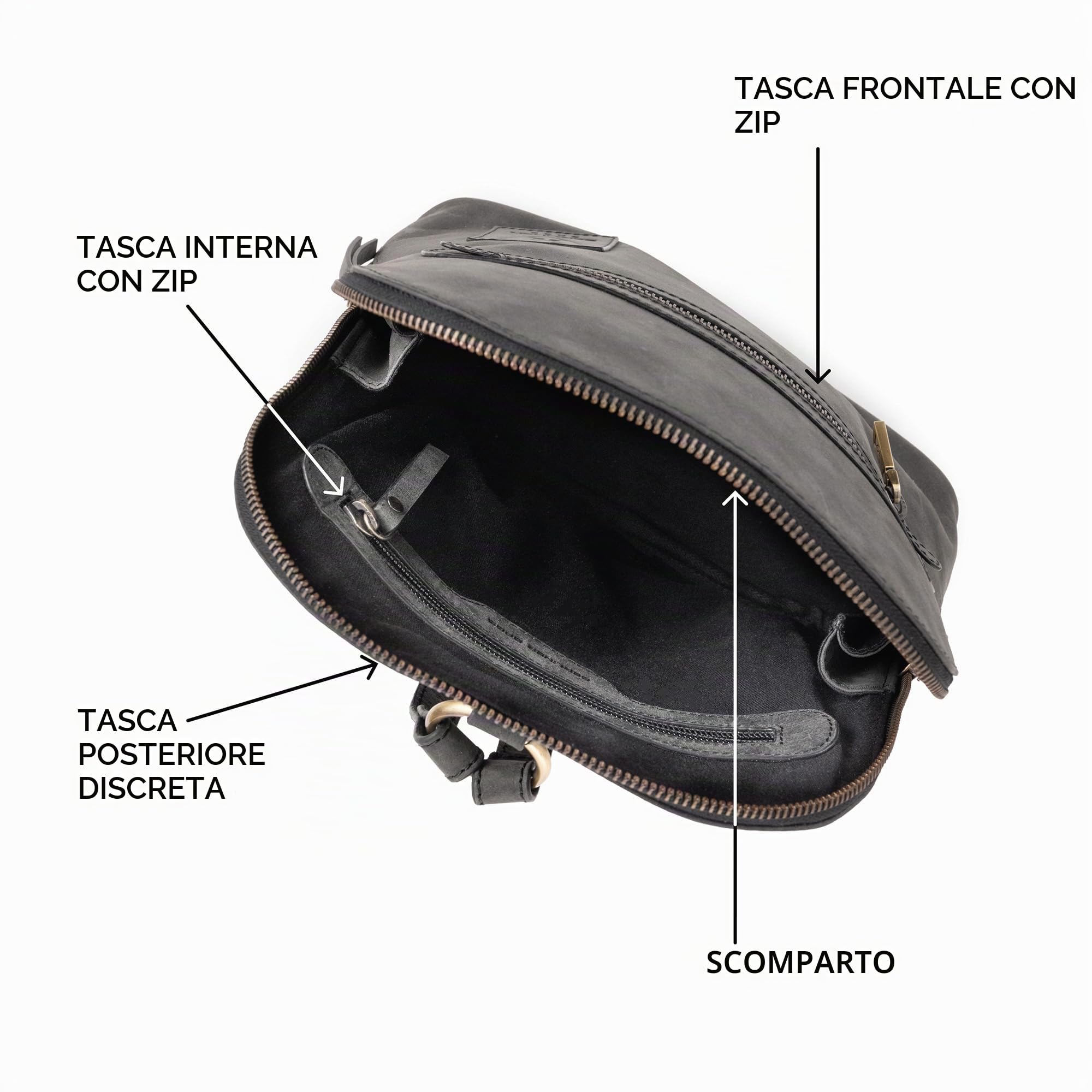 Berliner Bags Zaino Donna Diana in Vera Pelle, Zainetto Compatto da Giorno con Zip, Backpack Elegante per Uso Quotidiano e Viaggio – Grigio Scuro