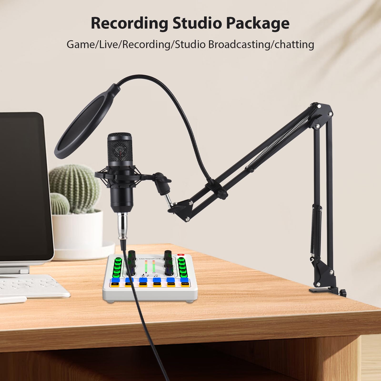 Podcast Equipment Pack Podcast Equipment Pack Live Soundkarte Kit Kondensator Mikrofon Plug & Play Podcast Mikrofon Voice Changer Live Soundkarte zum Leben Streaming Recording Gesang