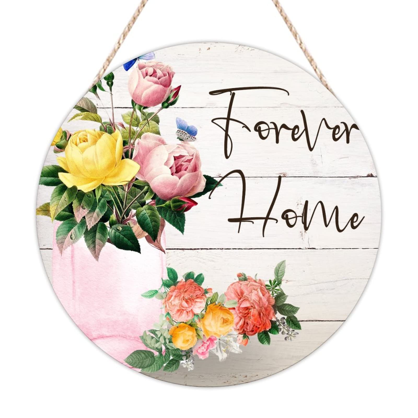 Cartello da parete con fiori Vintage Hello Flowers decorazione da appendere in l