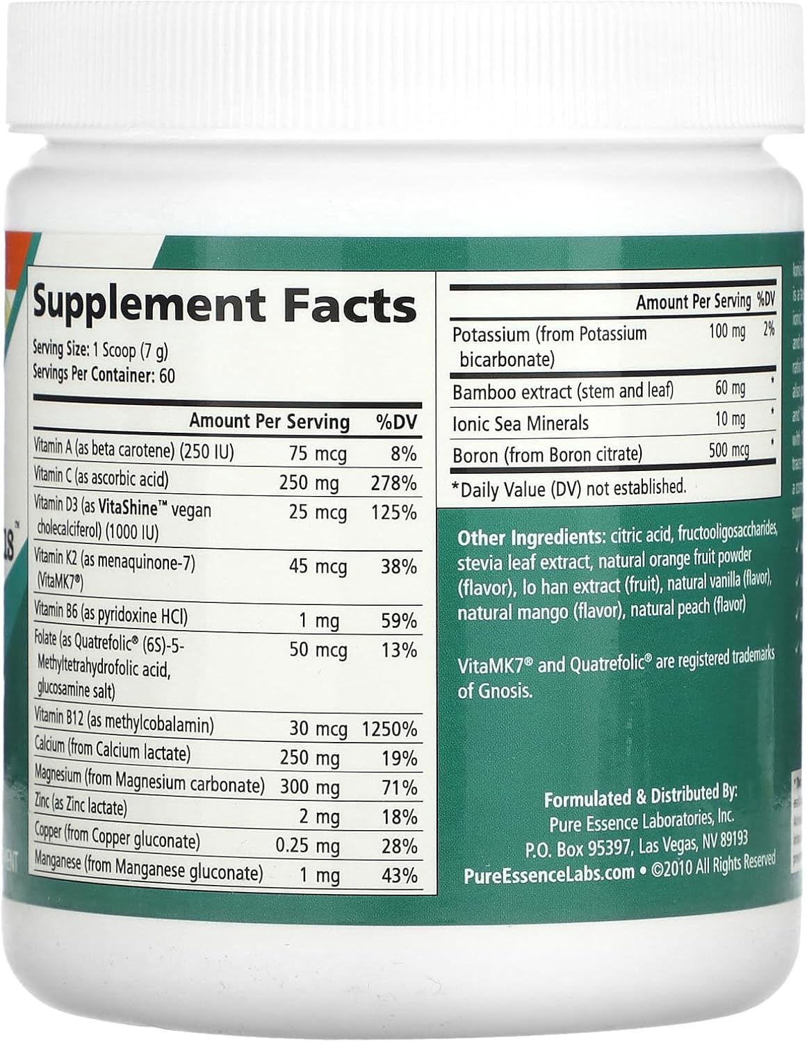 Ionic Fizz Super D-K Calcium Plus by Pure Essence - with Extra Magnesium, Vitamin D3, Vitamin K2 - Orange Vanilla - 14.82oz