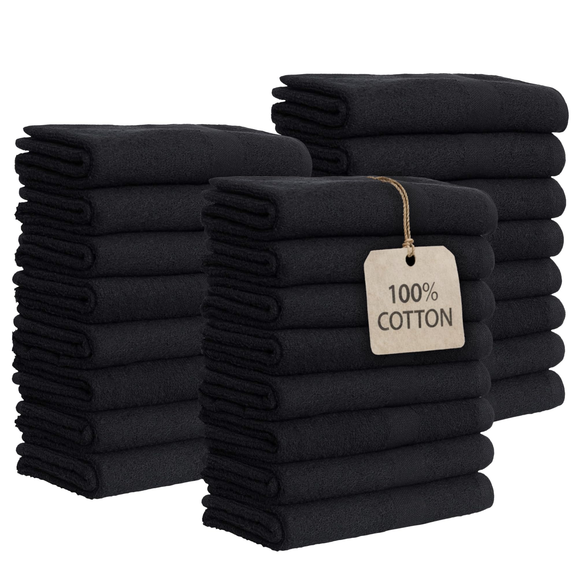 GREEN LIFESTYLE Black Bleach Proof Towels Bulk Sets 100% Cotton 16' X 25' Premium Spa Quality, Super Soft and Absorbent for Gym, Pool, Spa, Salon and Home 24 Pack