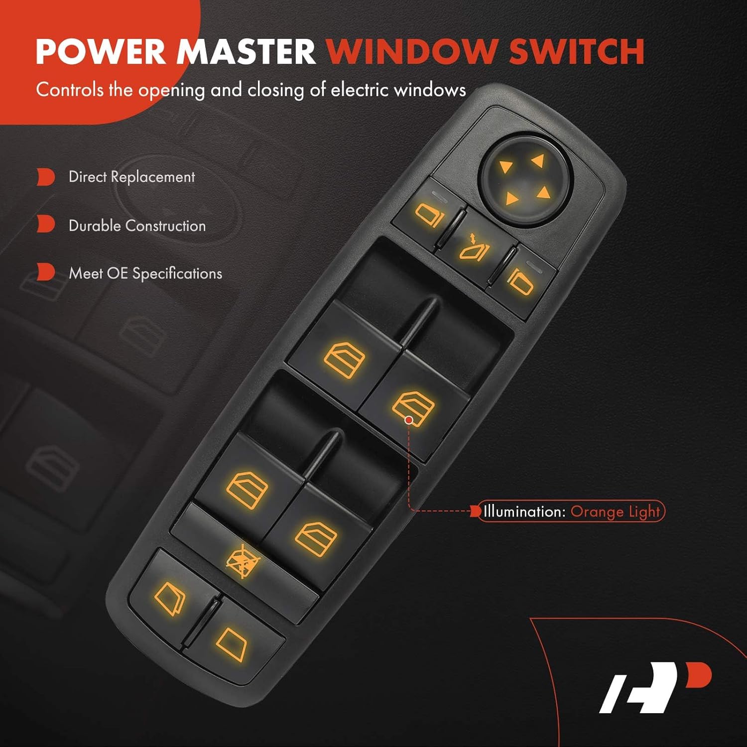 A-Premium Black Master Power Window Switch Compatible with Mercedes-Benz W164 W251 R320 R350 R500 GL320 GL350 GL450 GL550 Front Left Driver Side
