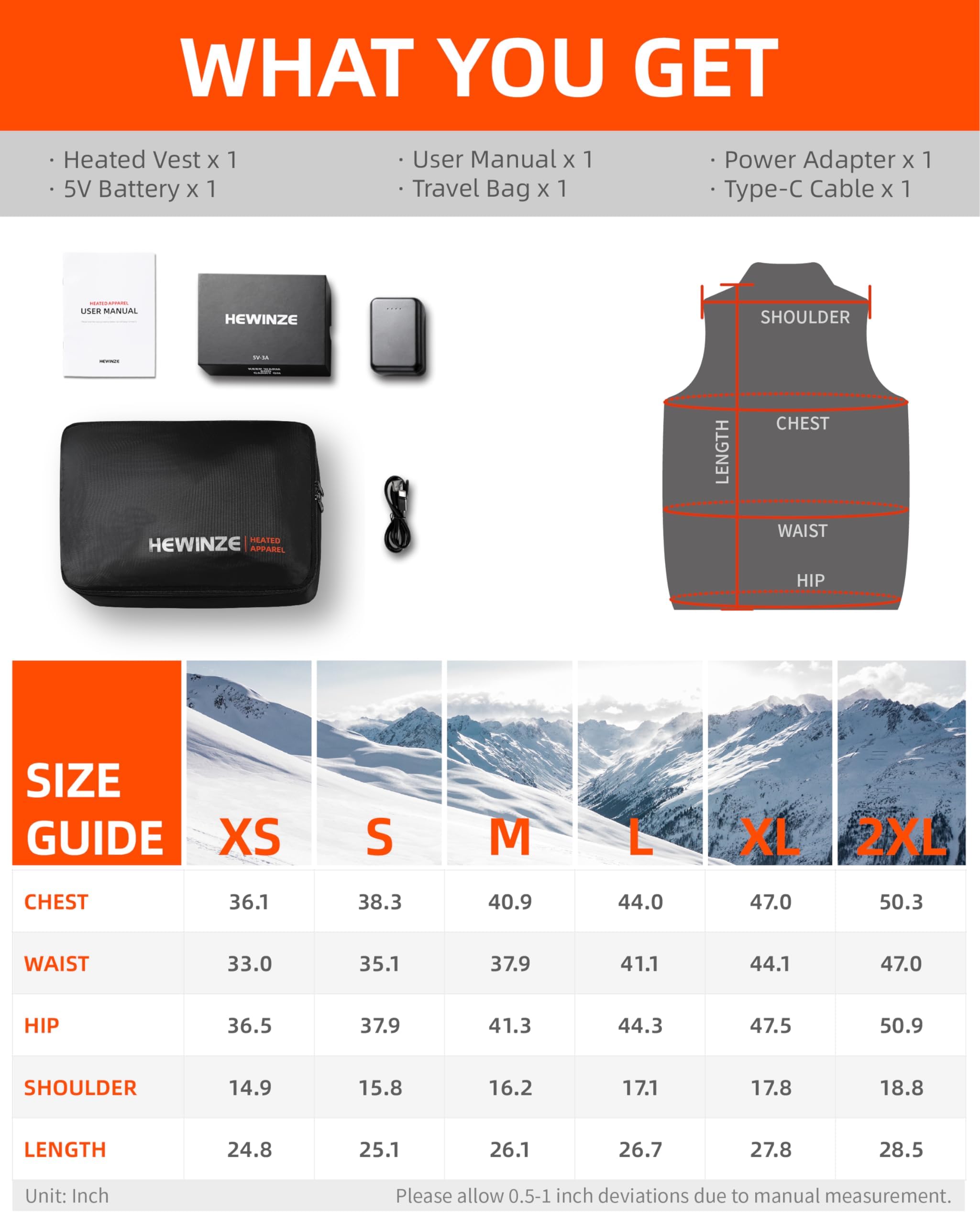 HEWINZE Polaire Gilet chauffant Femmes avec batterie incluse, veste chauffage usb, utilisée pour le ski, le camping, la pêche sur glace et d'autres activités de plein air.