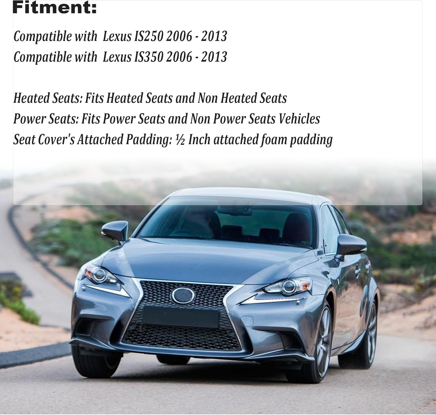 GXARTS Driver and Passenger Side Bottom Replacement Perforated Leather Seat Cover Black Compatible with Lexus IS250 IS350 2006 2007 2008 2009 2010 2011 2012 2013