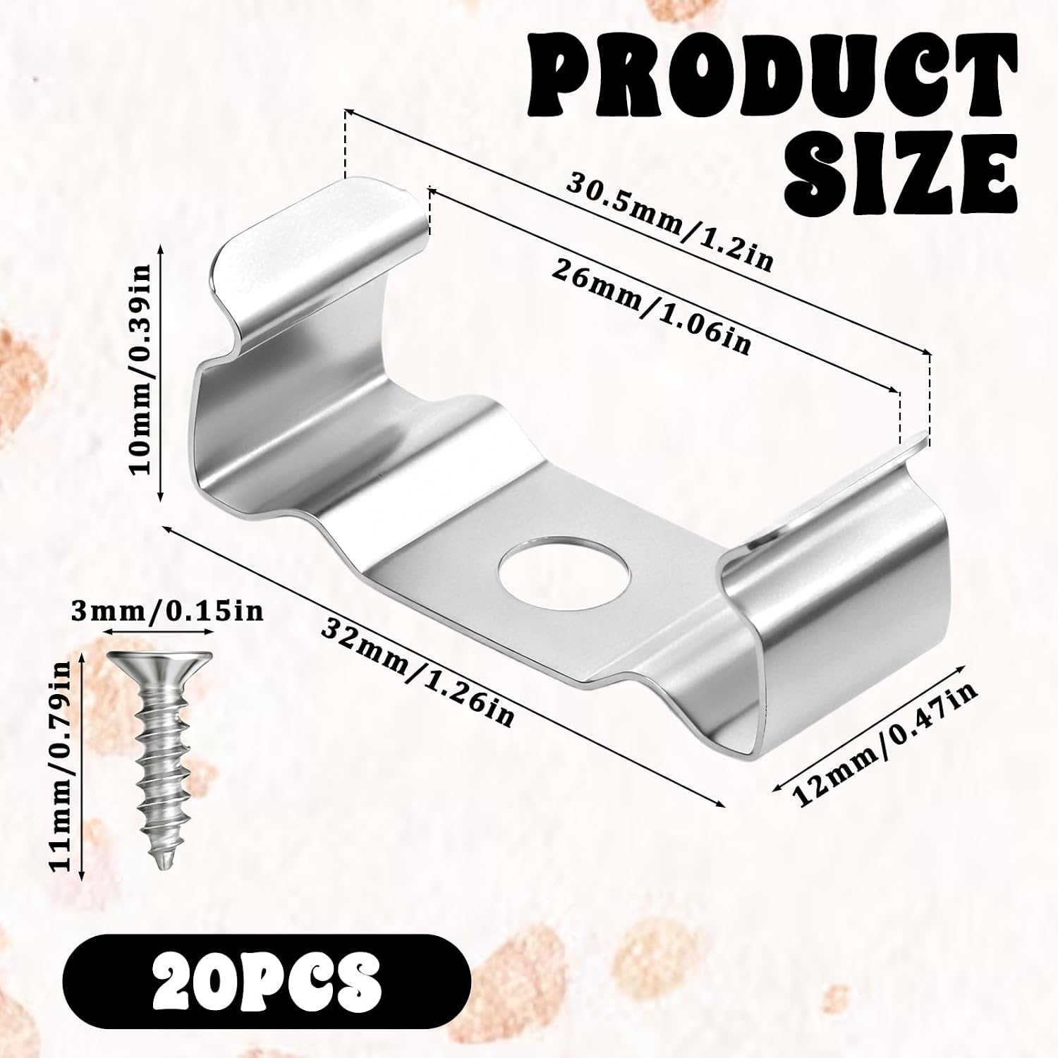 T8 Clips Bracket Hanger for Integrated Tube Light Fixture, 20 Pcs Fluorescent Tube Light Fixture Holder Clamps with Screws for T8 Led Fluorescent Bulbs, Ceiling or Shop Lamp Fixtures Installation