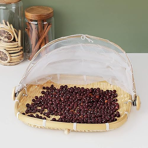 Miniatura 2 de Cesta de bambú para servir alimentos con tapa, cesta cuadrada tejida a mano para pan y verduras, contenedor de almacenamiento de alimentos a prueba