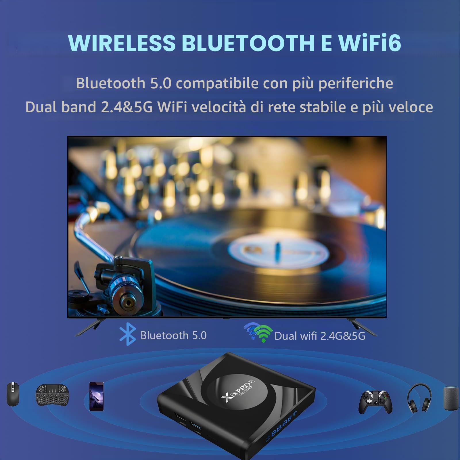 Android tv box,X13 PRO Android 13.0 tv box 4GB RAM 32GB ROM RK3528 Quad-Core 64bit Cortex-A53 Mali 450 MP2 GPU Support 2.4/5.0GHz WIFI BT5.0 10/100M Ethernet H.265 8K 3D 1080P DLNA HDMI 2.0 USB 3.0