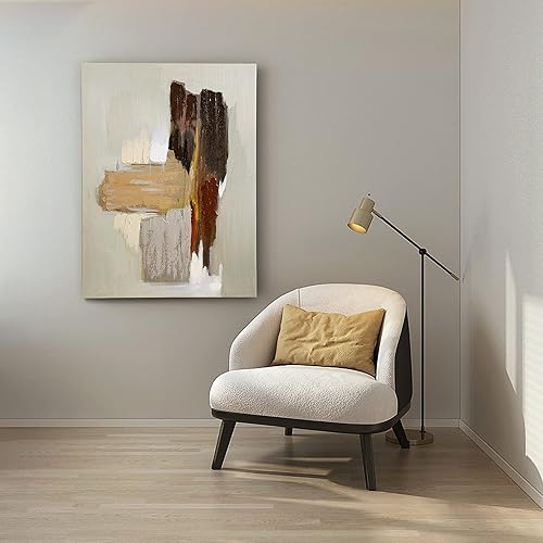 Miniatura 4 de ArtbyHannah Pinturas abstractas verticales de 24 x 32 pulgadas, lienzo texturizado gris beige para sala de estar moderna, dormitorio, decoración de