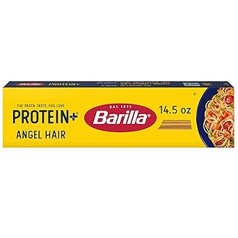 BARILLA Protein+ Plus Angel Hair - Protein from Lentils, Chickpeas & Peas - Good Source of Plant-Based Protein - Protein Pasta - Non-GMO - Kosher Certified - 14.5 Ounce Box 7 Servings per Box