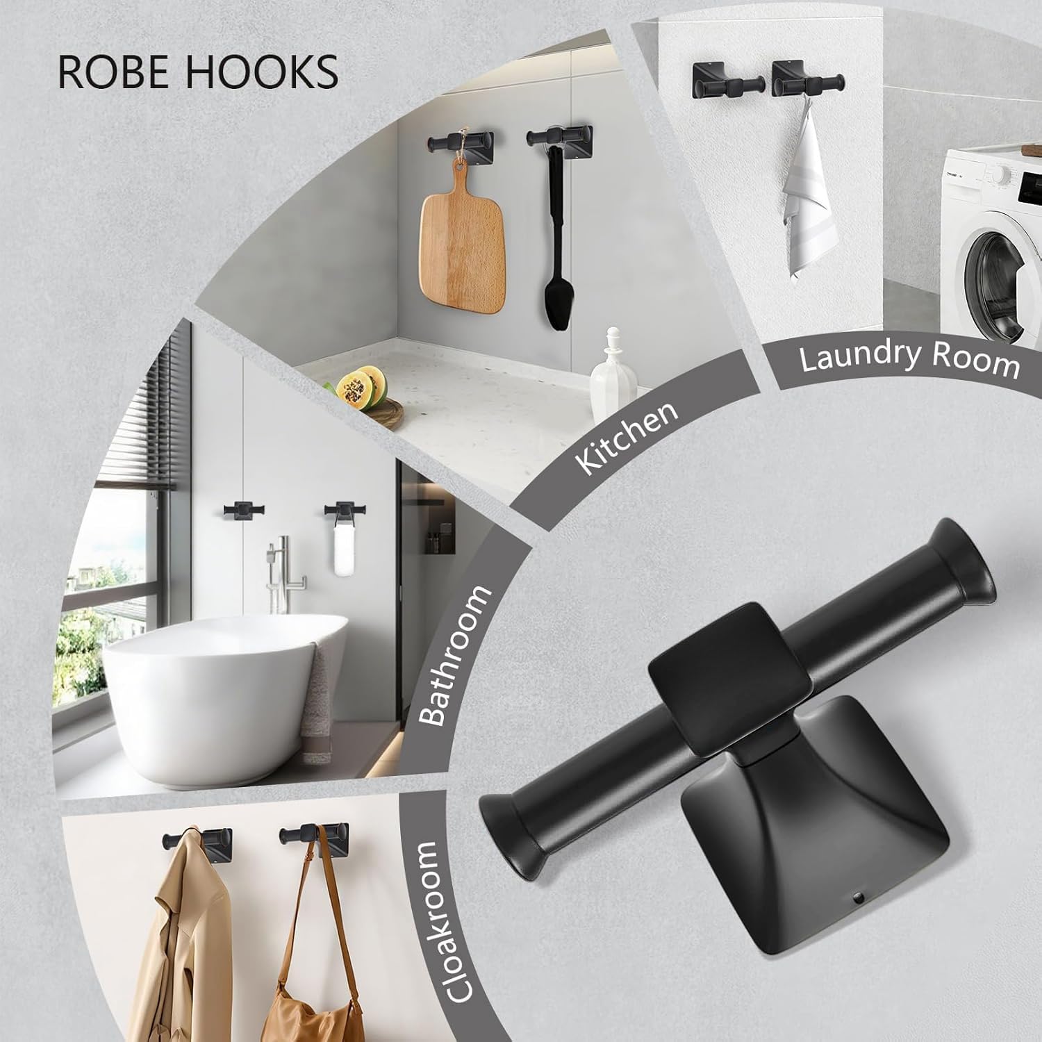 5-Piece Matte Black Bathroom Hardware Accessories Set, Stainless Steel Bathroom Towel Bar Set, 24 Inch Towel Bar, Towel Ring, Toilet Paper Holder, 2 Towel Hooks, Towel Racks for Bathroom Wall Mounted