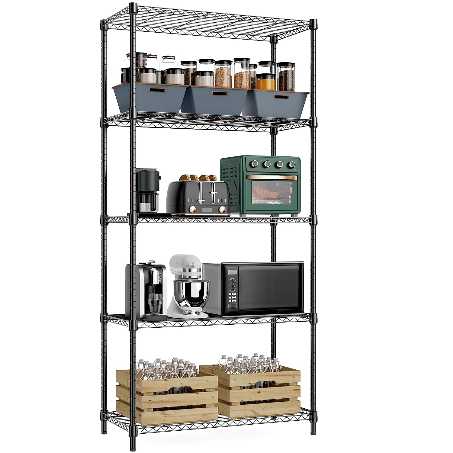 MZG 5 Tier Storage Rack Metal Wire Shelving Unit, Storage Standing