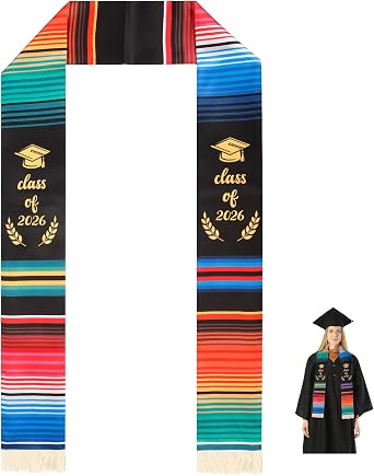 Diueoly Mexican Graduation Stole Graduation Sash Class of 2026 Latino Hispanic Serape Graduation Stole Scarf Graduation Gifts