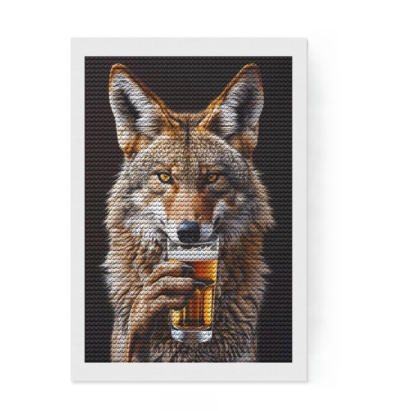 Junmoney Coyote Beer Diamond Painting Set 8"x12", for Women, Easy to Enjoy, Cosy Home Accent, Festive Craft Gift, Simple to Start
