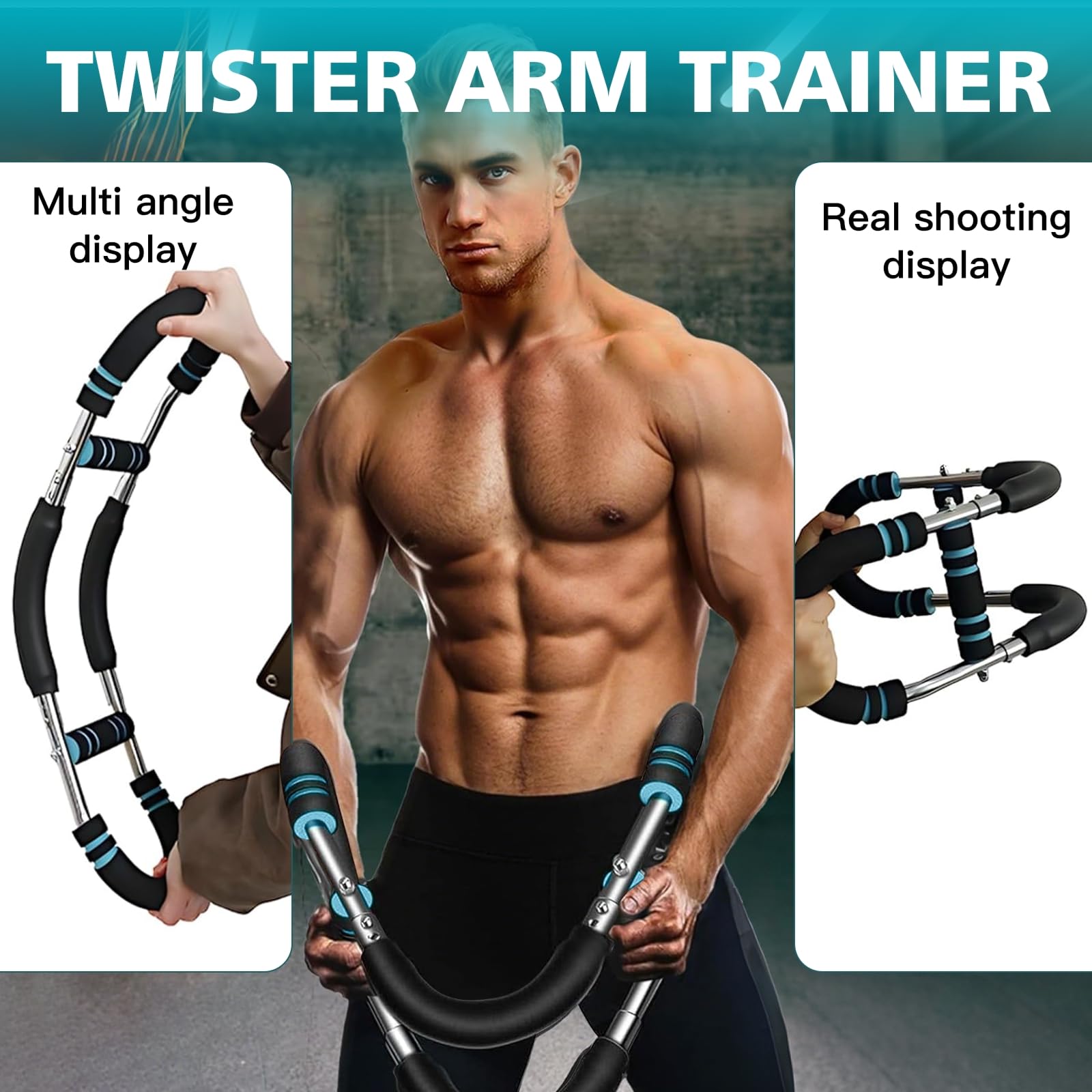 Twister - Attrezzo da allenamento per braccia da uomo, regolabile per torace, attrezzo per allenamento a forma di U, resistenza a molla portatile per fitness a casa (kit da 27,2 a 49,9 kg)